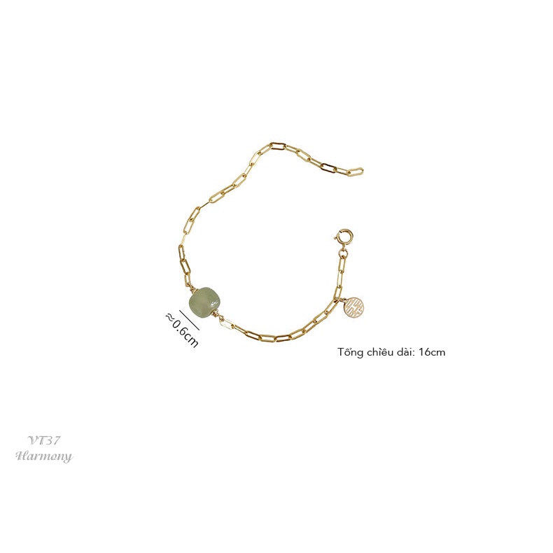 Lắc tay bạc nữ đá xanh ngọc bích nhân tạo mắt xích s925 | HARMONY ACCESSORIES VT37
