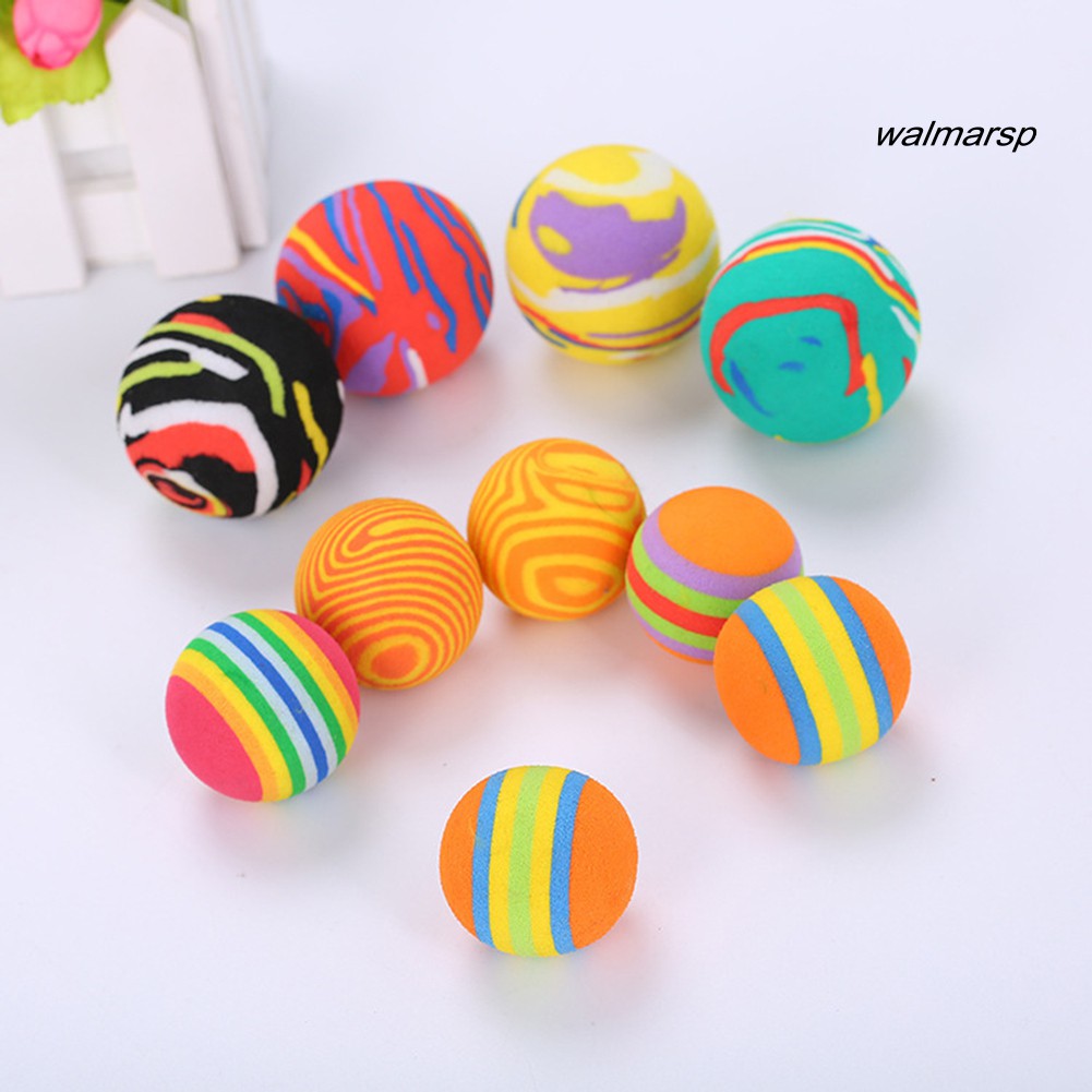 [Wal] 10Pcs Pet Cats Kitten Colorful Ball Bite Chew Scratch Funny Playing Toys Teaser