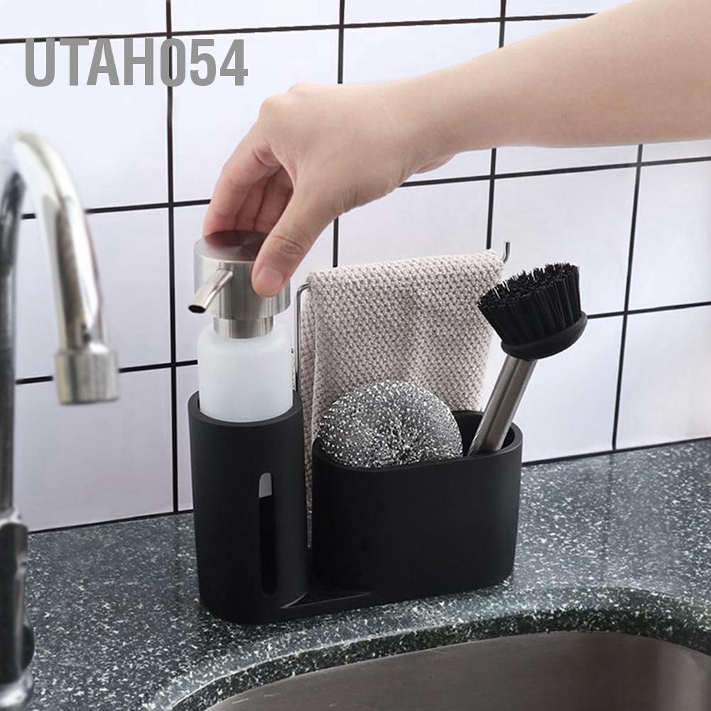 Utah054 Nhà bếp Chậu rửa Bộ đồ ăn Chất tẩy Hộp đựng bát đĩa Giá bằng vải Màu đen