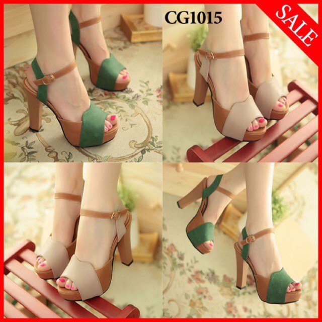 Giày cao gót sandal phối màu 10 phân đi êm chân hàng y hình ( đổi size đổi mẫu thoải mái)