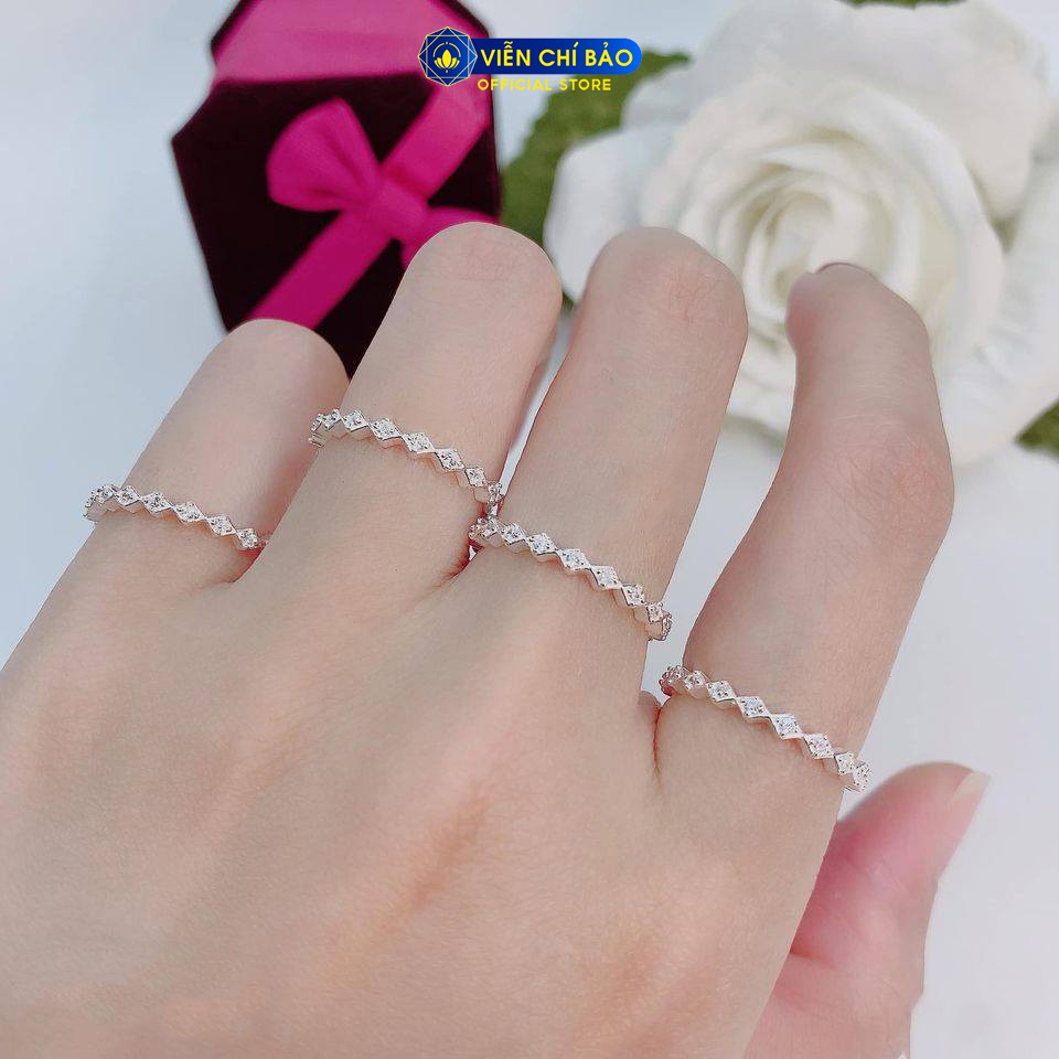 Nhẫn bạc nữ hình thoi đính đá bạc 925 thời trang phụ kiện trang sức nữ thương hiệu Viễn Chí Bảo N400511