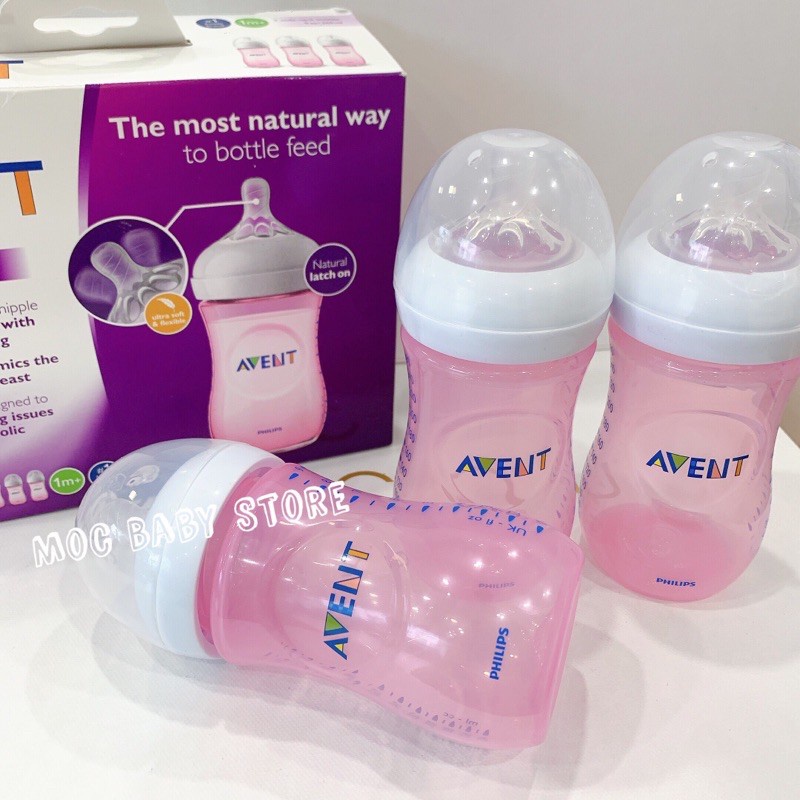Bình sữa PP Philips Avent Nature 260ml- Núm bình 1m+