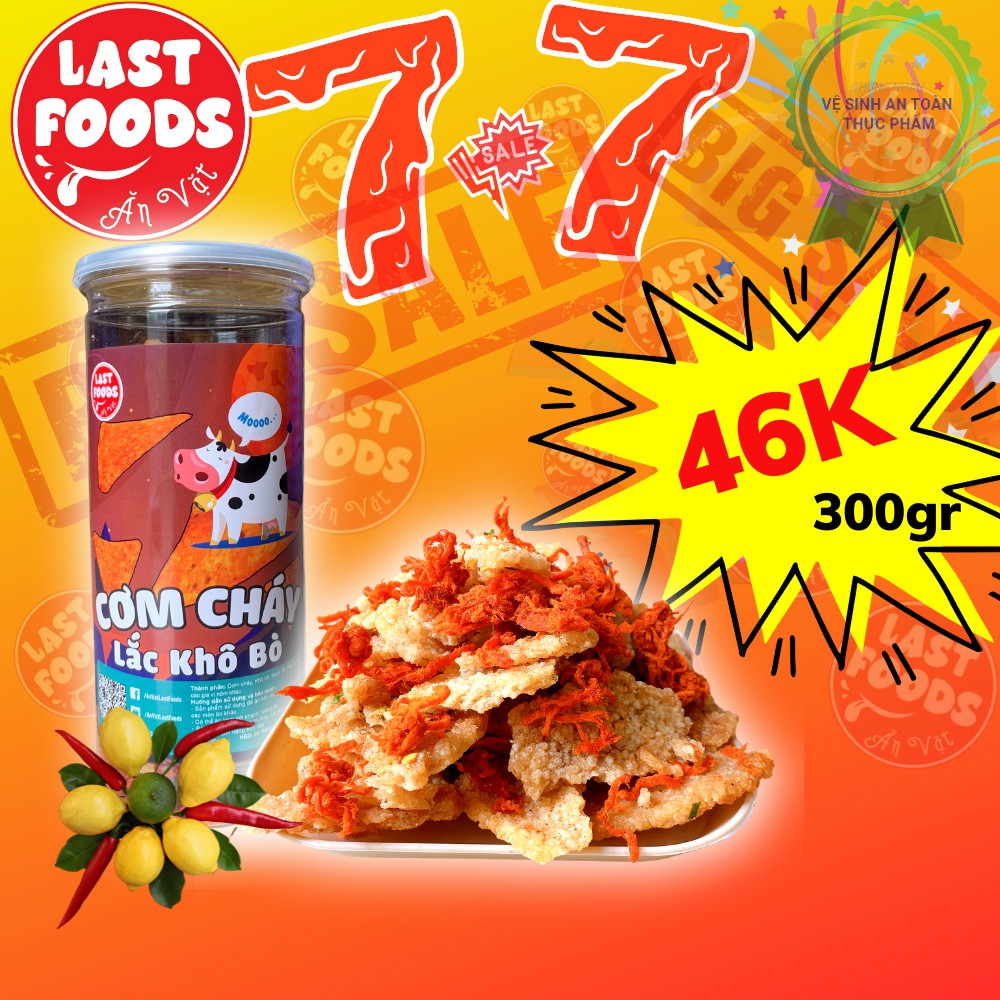 Cơm cháy lắc khô bò 300gram giòn rụm thơm ngon giá tốt, ăn vặt LASTFOODS Hà Nội cùng đặc sản các miền ngon giá rẻ