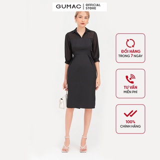 Đầm nữ xếp ly eo công sở GUMAC DB764