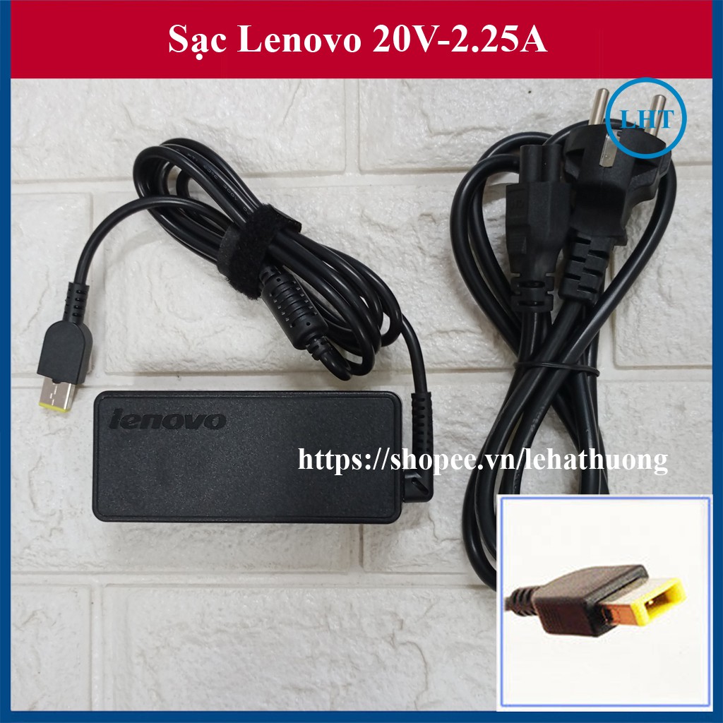 Sạc Laptop Lenovo 20V - 2.25A (45W) chân vuông USB - màu Đen