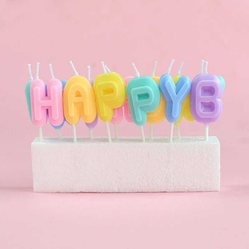 Nến chữ Happy Birthday nhiều màu sắc, trang trí bánh kem style Hàn Quốc
