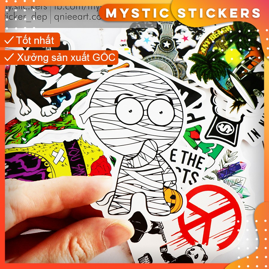 [SET TỔNG HỢP #4] 100 Sticker chống nước/ trang trí, set mix ,dán xe laptop mũ bảo hiểm vali...