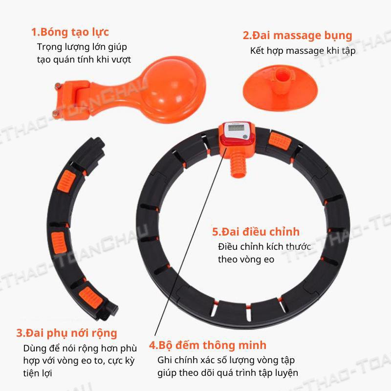 Vòng lắc eo thông minh HULA HOOP [Nhập SHOPTC07 giảm 7%] - Shop Toàn Châu - Giảm mỡ bụng, điều hòa nhịp tim