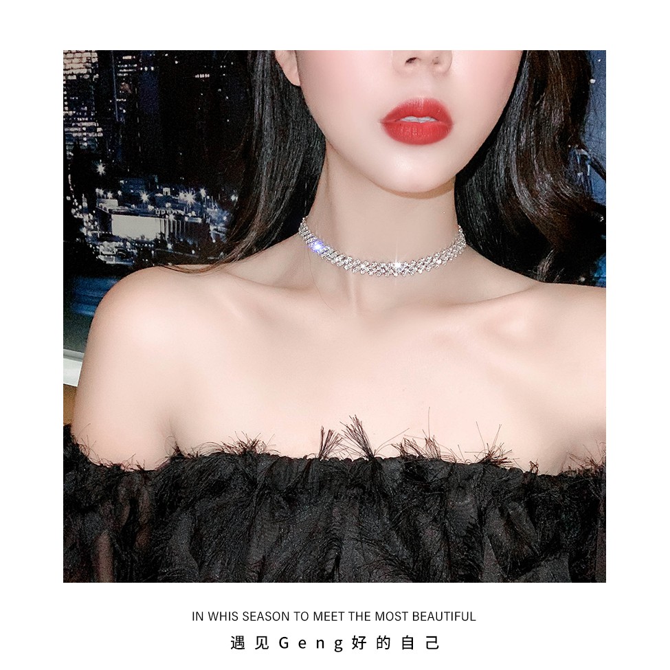 Vòng Cổ Choker Đính Đá Phong Cách Hàn Quốc Thanh Lịch Dành Cho Nữ