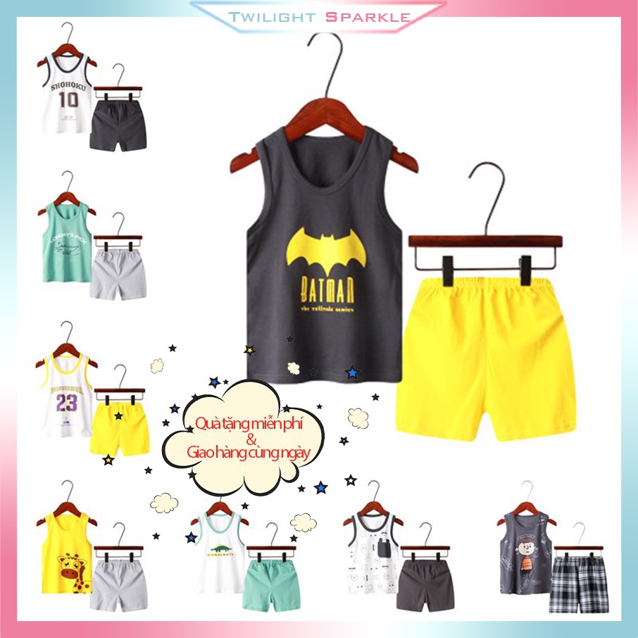 Bộ Áo Sát Nách In Hoạt Hình + Quần Short Cho Bé 2-11 Tuổi