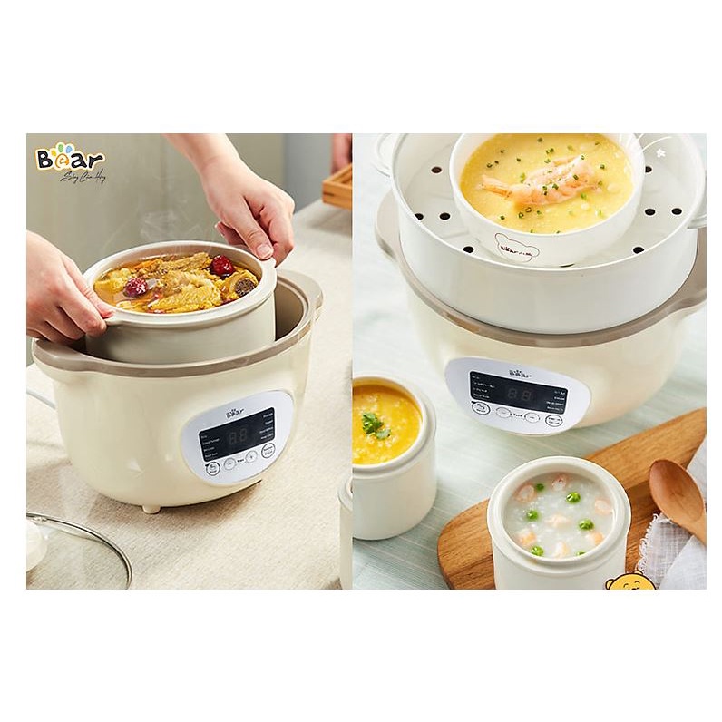 Nồi nấu chậm, Ninh, Hầm cách thủy 1.6L Bear SUBE002, Hàng Quốc Tế Chính Hãng - Bảo hành 18 tháng