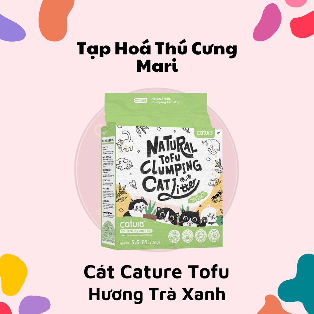 Cát đậu nành Cature Tofu Hương Trà Xanh Kháng Khuẩn - 5L - Cát hữu cơ vệ sinh mèo