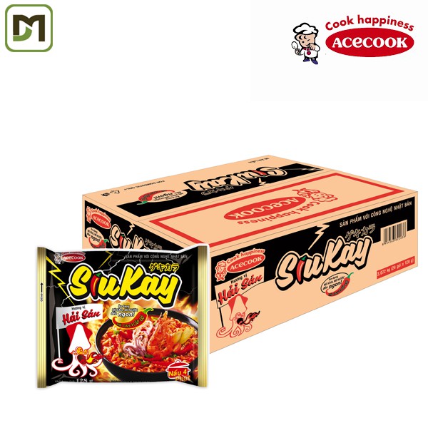 Freeship từ 99k - Thùng 24 gói x 128g Mì Cay SiuKay Hải Sản Siukay Bò Siukay Gà Siukay mix 3 vị - Hãng phân phối