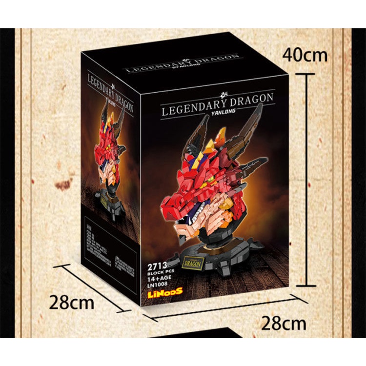 Đồ chơi Lắp ráp Mô hình đầu rồng LN1008 Legendary Dragon Moc Creative Series Fire Dragon Ornaments
