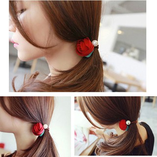 CH026 Cột tóc hoa vải Rosy handmade