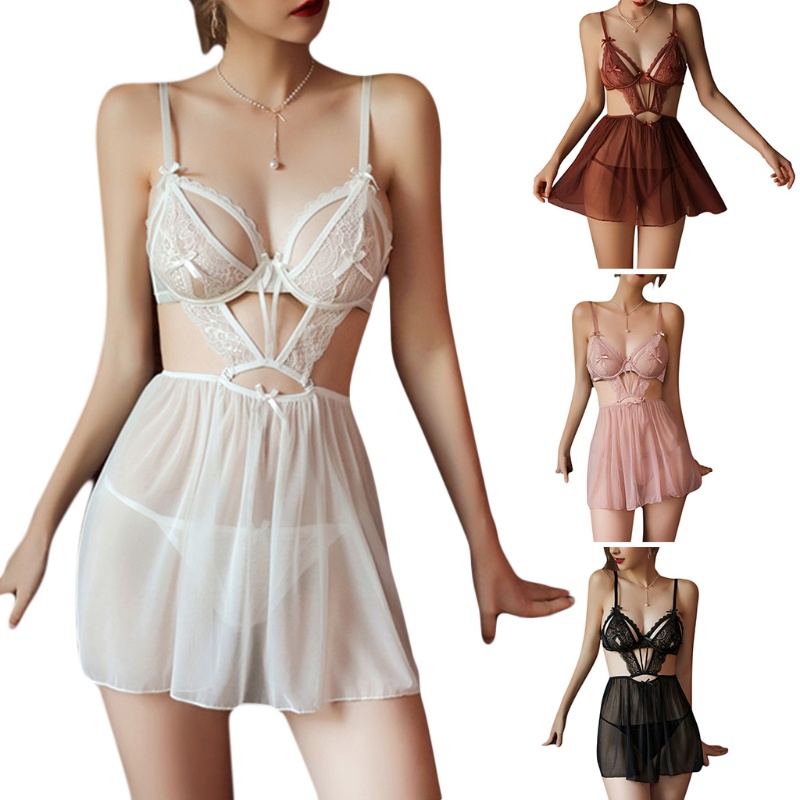 Đầm Ngủ Phối Ren Lưới Cổ Chữ V Quyến Rũ Dành Cho Nữ