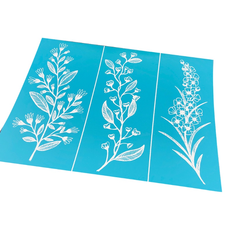 GOO Leaf Flower Self-Adhesive Silk Screen Printing Stencil Reusable Sign Stencils for Painting on Wood DIY Decoration