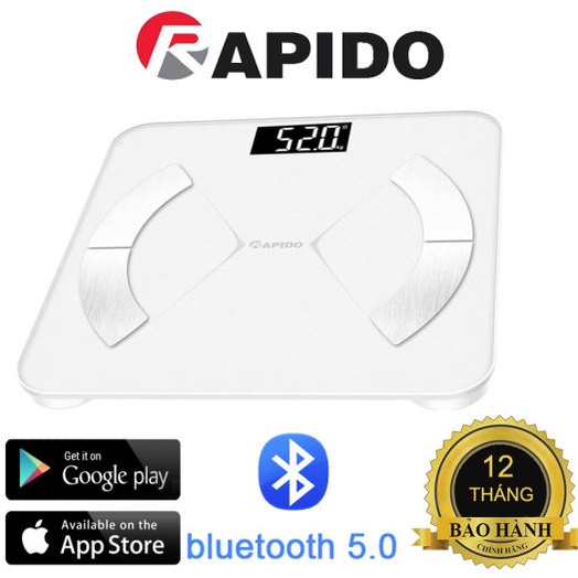 Cân Điện Tử Thông Minh, Cân sức khỏe phân tích chỉ số - loại vuông, có Bluetooth - Mẫu mới nhất 2022- HÀNG CHÍNH HÃNG