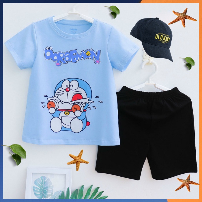 Đồ Bộ Bé Trai Size Đại 15kg-42kg Chất Cotton Co Giãn 4 Chiều Mềm Mịn Hút Mồ Hôi Hình Doremon-1463/4