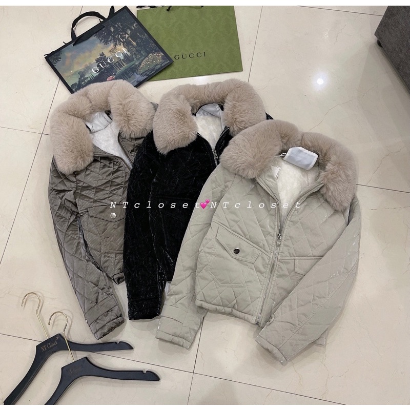 Áo khoác phao bóng cổ lông hàng QC