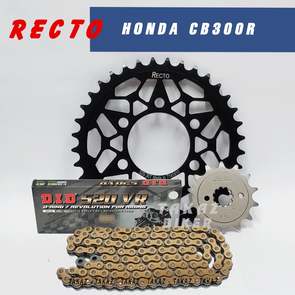 NHÔNG SÊN DĨA HONDA CB300R RECTO - SÊN DID 520 O-RING ĐEN HOẶC VÀNG (