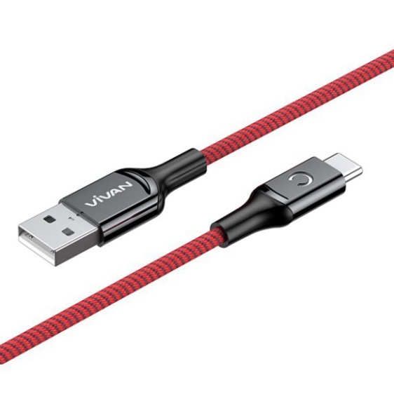 Cáp Sạc Nhanh Type-C VIVAN VZC100 3A 100cm Tự Ngắt Điện Khi Sạc Đầy - Đèn Báo Sạc