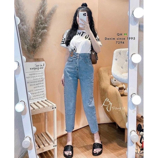 Quần baggy bò 2 khuy mác da nice | BigBuy360 - bigbuy360.vn