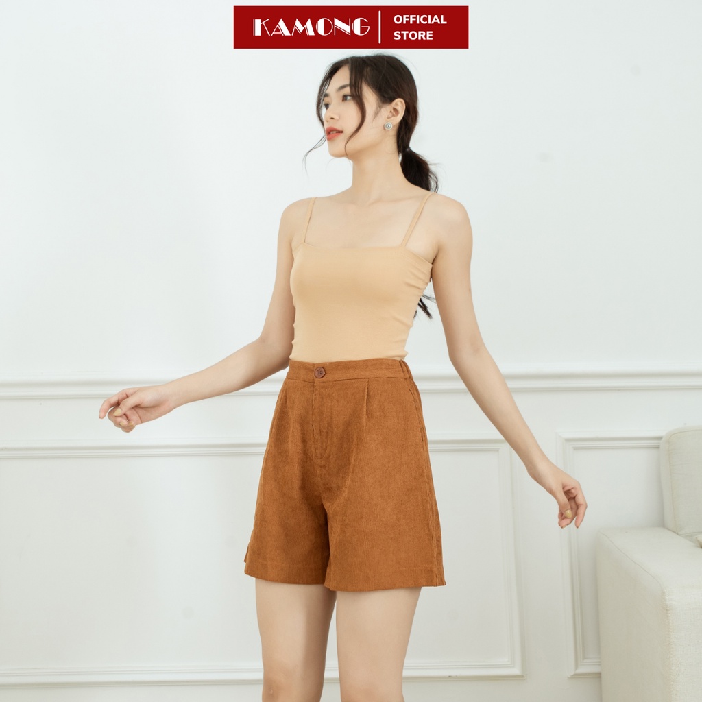 Quần short nữ lưng cao KAMONG chất liệu nhung tăm Q008 | WebRaoVat - webraovat.net.vn