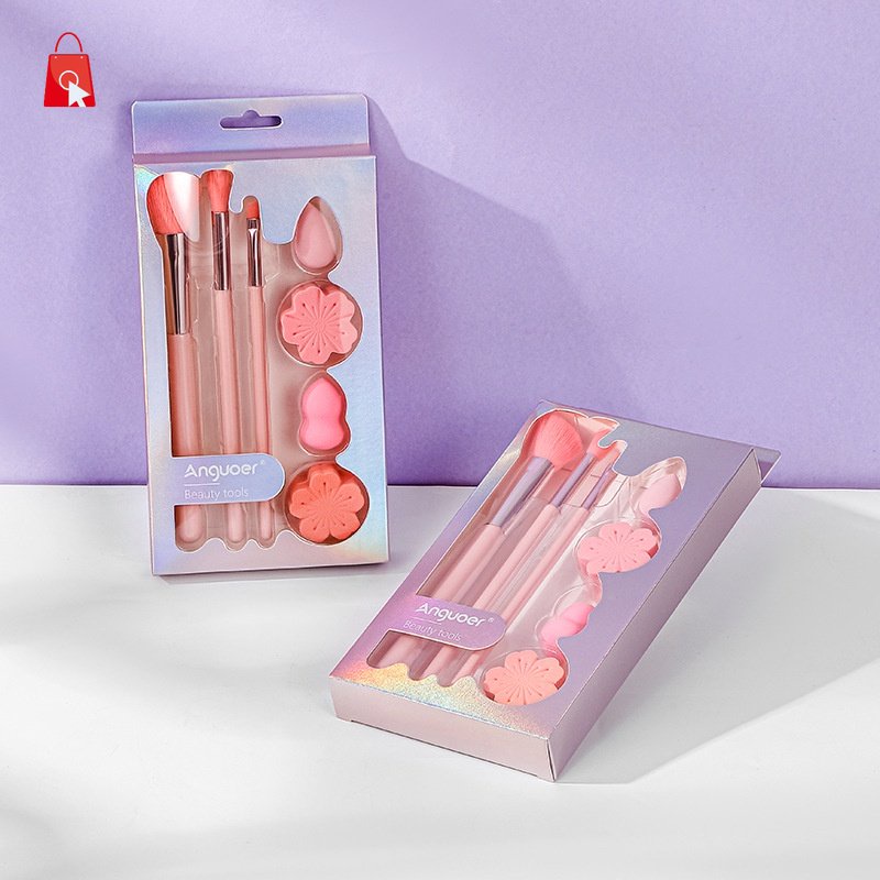Bộ Ba Cọ Trang Điểm Phấn Mắt / Má Hồng Mini Kèm Mút Trang Điểm JP1