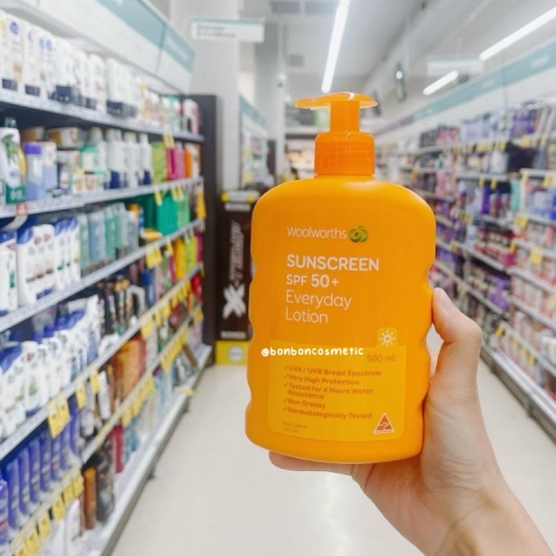 Kem chống nắng can 1l lít và 500ml Úc WOOLWORTHS EVERYDAY #sunscreen SPF 50+ BONBONCOSMETIC