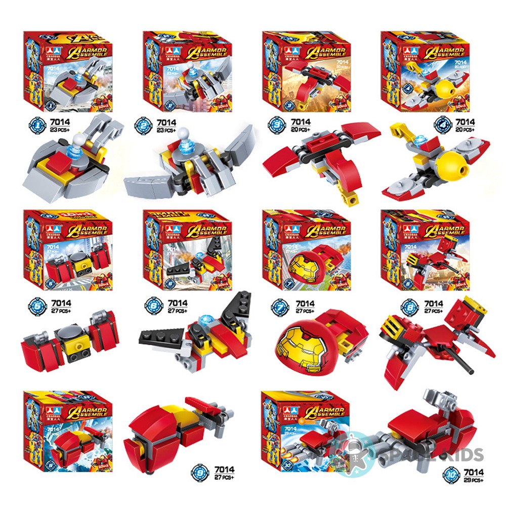 Đồ chơi cho bé xếp hình Lego 10 trong 1 Hulkbuster Iron man 250 chi tiết Chaobao 7014 chất liệu ABS an toàn cho trẻ