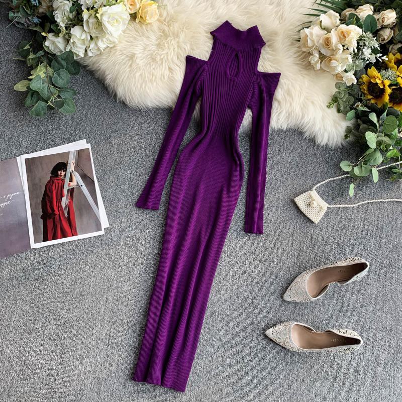 Đầm len khoét vai váy len ôm body gợi cảm Đ309