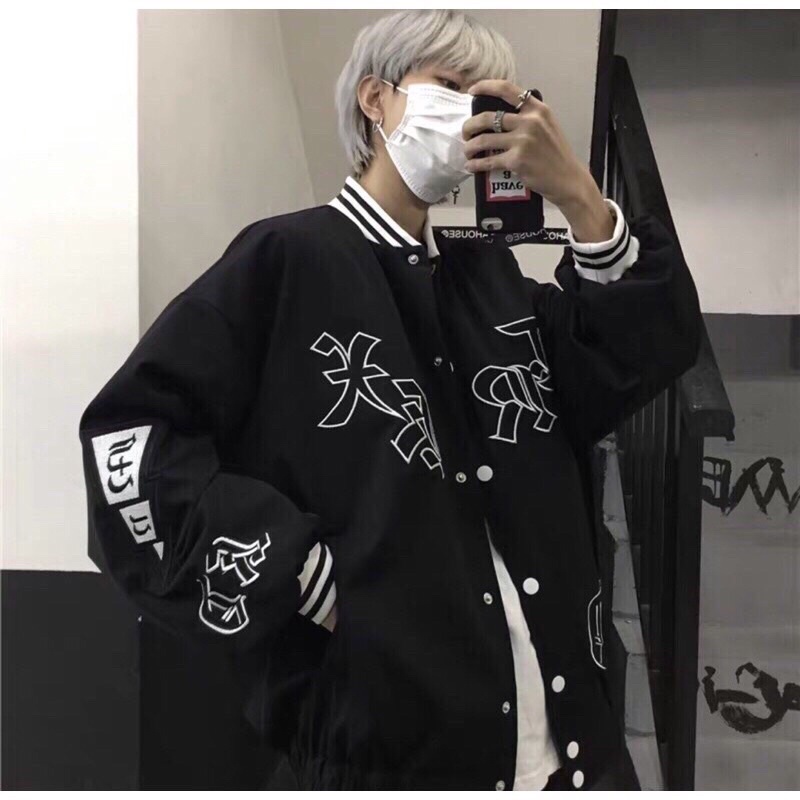 Áo khoác kaki bomber logo zalang phối tay form dáng rộng