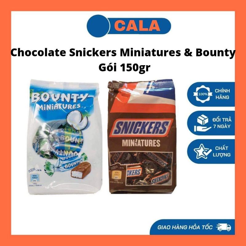 2 Loại Chocolate Snickers Miniatures & Bounty Gói 150gr