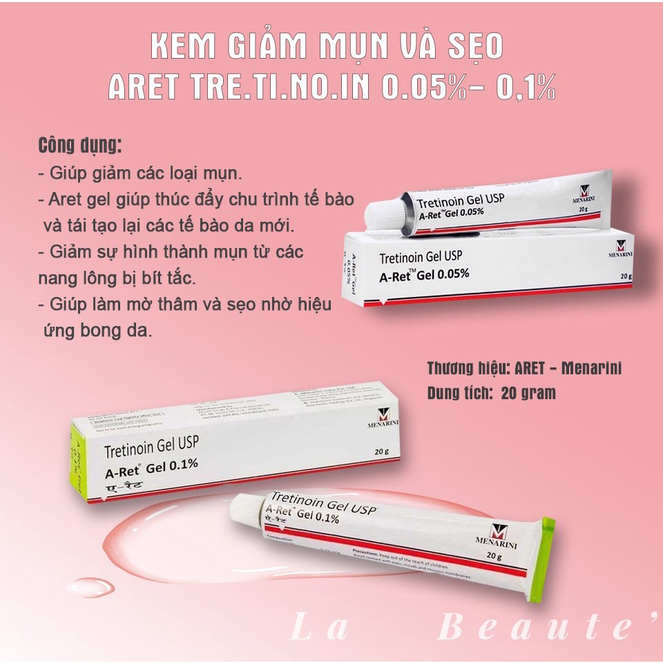 Kem Giảm Mụn Và Sẹo Aret tre.tinol  0.1% - 0.05%  (20g) Tuýp 20g | BigBuy360 - bigbuy360.vn
