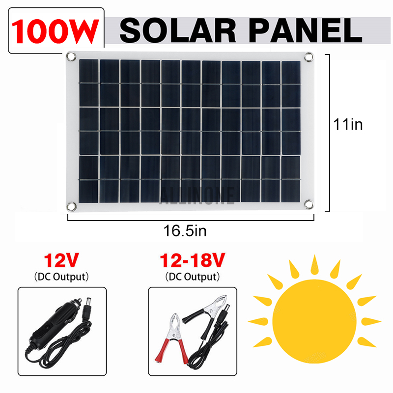 Tấm Pin Năng Lượng Mặt Trời Allinone 100w 12v 0-100A Solar panel