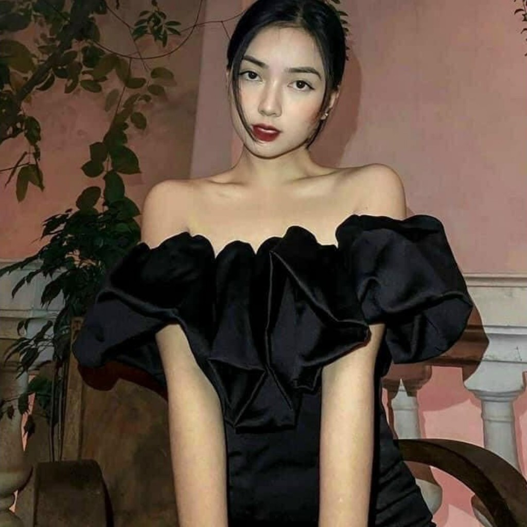 Đầm body trễ vai trắng bèo nhún GenY đầm trễ vai nữ tay phồng dáng ôm dự tiệc sexy chất đũi lụa mềm mát | BigBuy360 - bigbuy360.vn