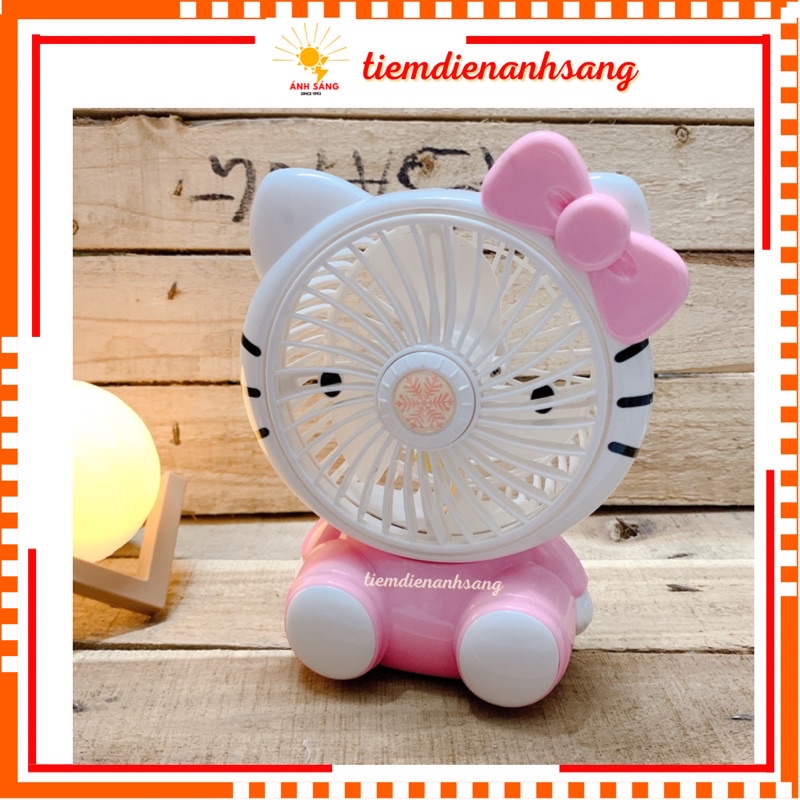 (Video thật) Quạt Sạc Tích Điện Mini HELLO KITTY, cổng sạc usb siêu tiện lợi | Tiệm điện Ánh Sáng