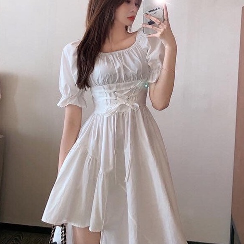 Váy đan dây lệch tầng - Váy đầm nữ cộc tay thiết kế hàn quốc freesize dáng lệch tầng lạ mắt cực xinh C332
