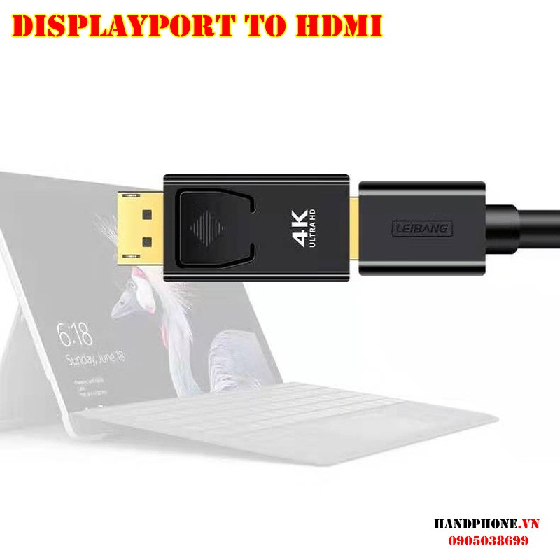 Cổng chuyển đổi DisplayPort to HDMI Adapter AV Converter 1080P 2K 4K mạ vàng, cáp chuyển đổi tín hiệu