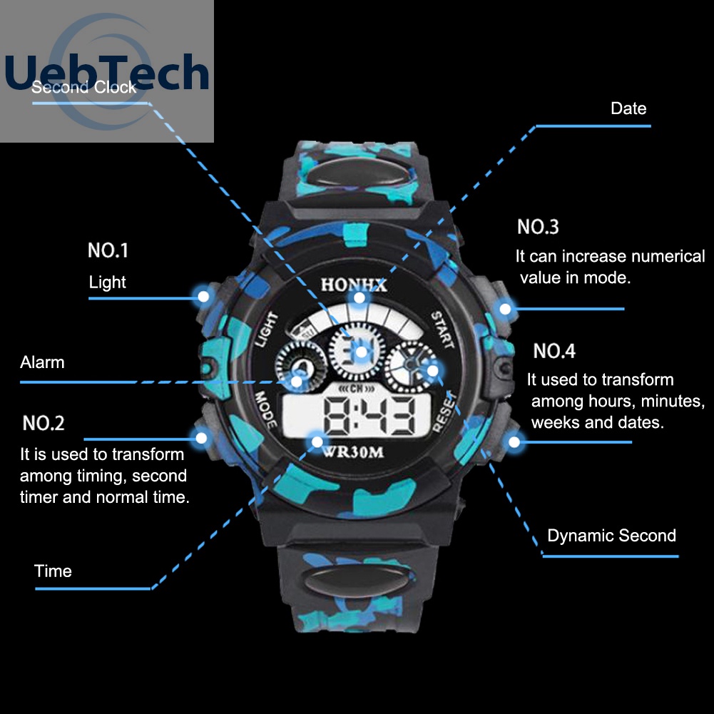 Đồng hồ điện tử chống thấm nước Uebtech cho bé trai