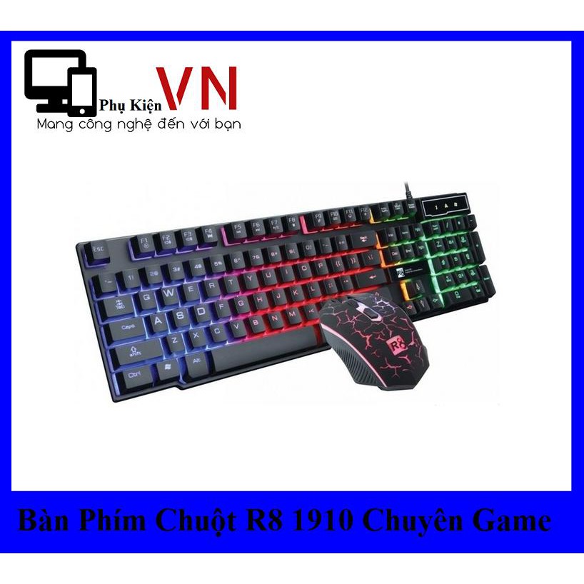 Bộ bàn phím giả cơ và chuột chuyên game R8 1910 Led 7 màu (Đen)chuột máy tính