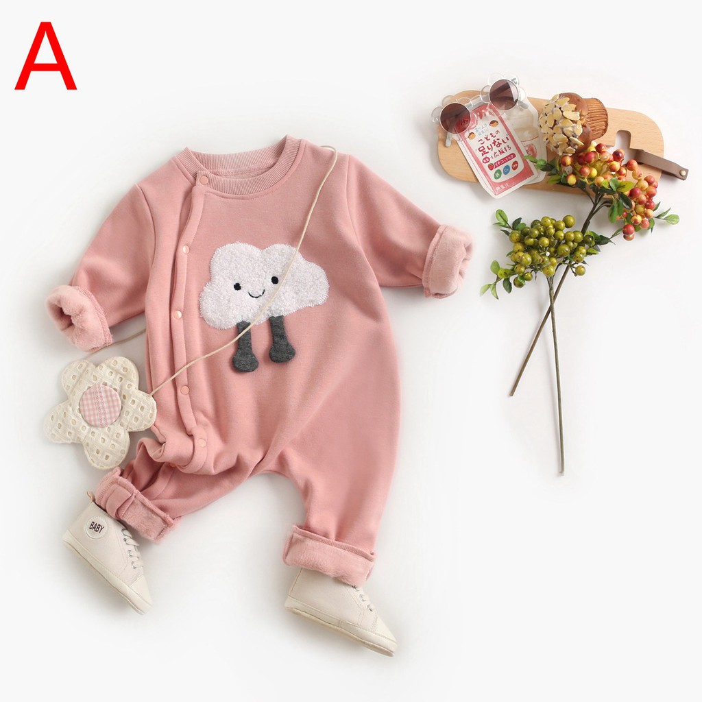 Áo Liền Quần Sanlutoz Tay Dài Bằng Vải Cotton Họa Tiết Hoạt Hình Thời Trang Cho Bé