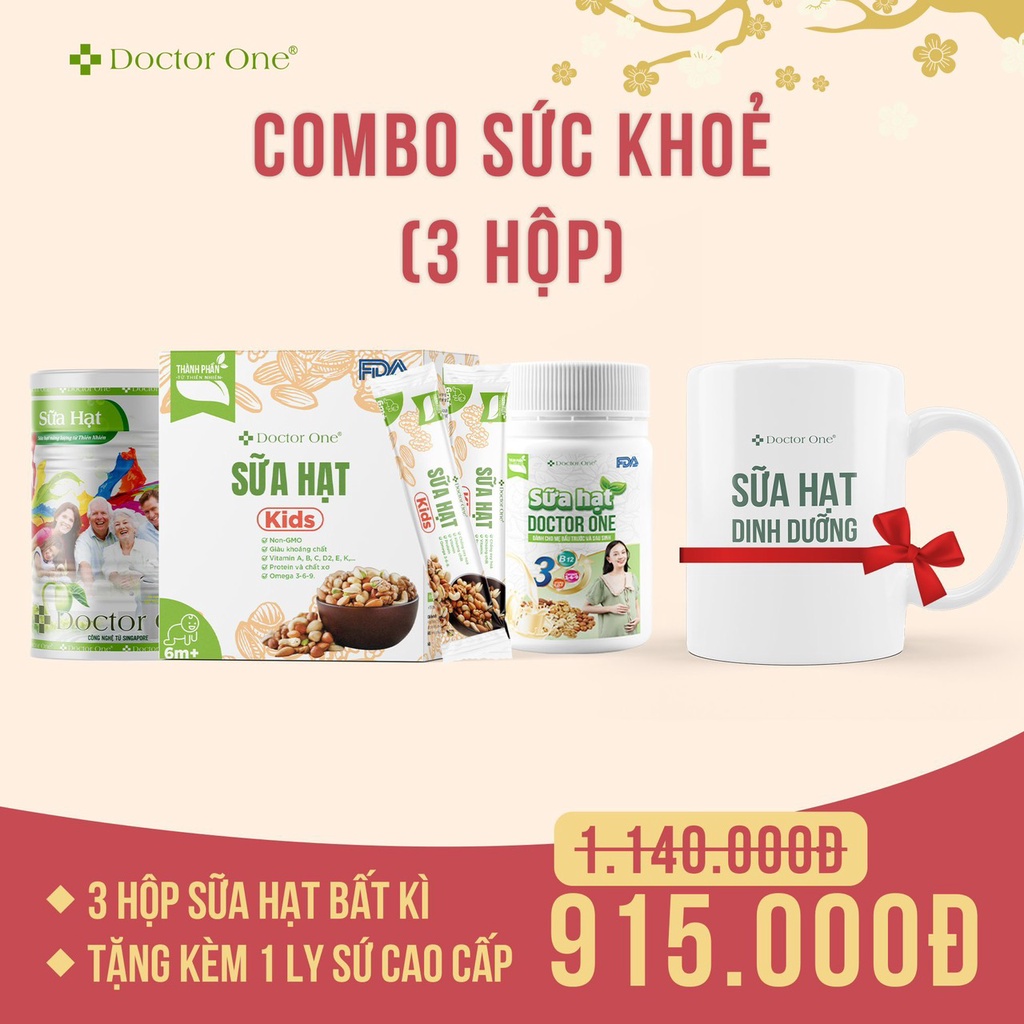 - Combo 3 Hộp Sữa Hạt DoctorOne Tặng Ly (Giá Sỉ), Khách chọn loại sữa nhắn riêng shop gọi chốt [Shop Cô Q]