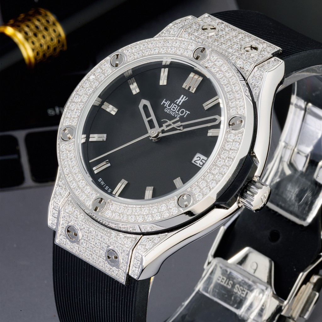 Đồng hồ nữ Hulo mặt tròn viền đính đá chống nước cao cấp bảo hành 12t DHN901 shop114 | BigBuy360 - bigbuy360.vn