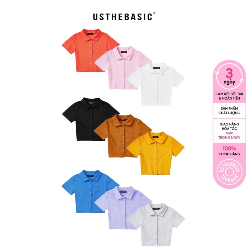 Usthebasic - Áo Croptop nữ cổ polo UTB Basic Polo Croptop