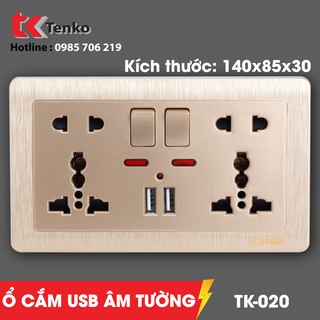 Ổ Cắm USB Âm Tường Chữ nhật chuẩn châu Âu Đa Năng