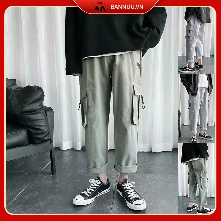 quần jogger nam thời trang quần túi hộp phong cách Hàn Quốc from rộng quần thể thao nam dàifrom rộng unisex quần dài nam thể thao