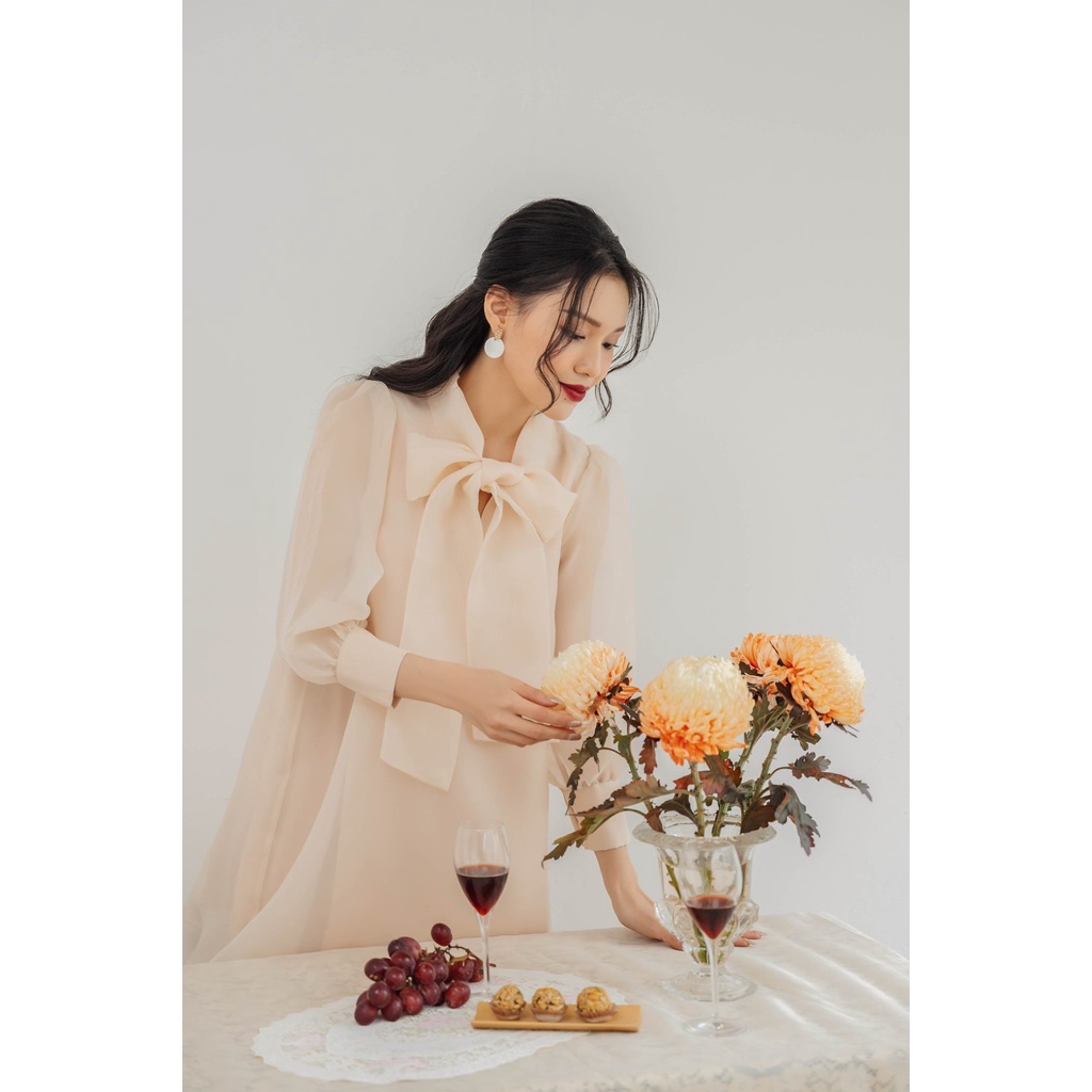 Váy đầm dáng suông MOMOCO chất lụa tơ Organza Cao Cấp, Tinh Tế M2756
