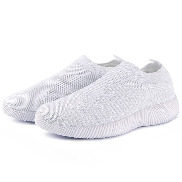 Giày lười dệt kim màu trơn thời trang cho nữ